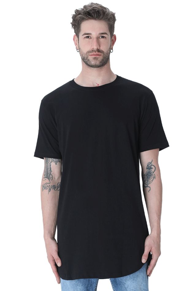 Male Longline Curved Premium White T-shirt